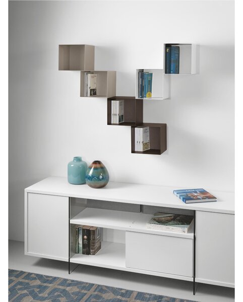 Libreria a 6 cubi accoppiati TWIN 120x25xh105 cm posizionabile a muro Personalizzando Struttura e Fondo in tantissimi colori e composizioni