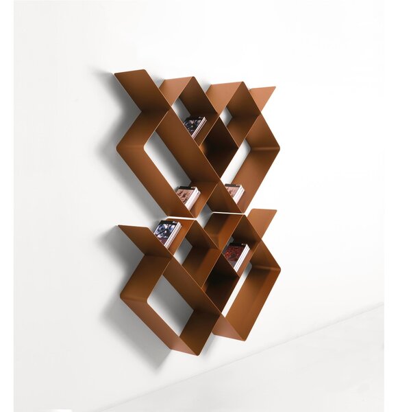 Libreria componibile MONDRIAN 1 in alluminio e acciaio verniciati 118xh118 cm elemento 0/75 Bianco Sabl� fondo Bianco Sabl� elemento 25 Bianco Sabl�