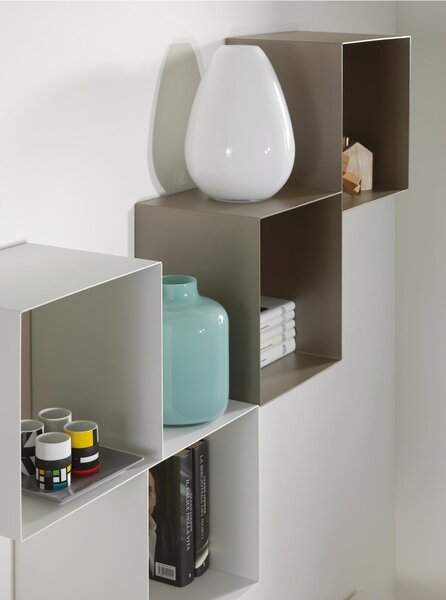 Libreria a 4 cubi accoppiati TWIN 120x25xh90 cm posizionabile a muro Personalizzando Struttura e Fondo in tantissimi colori e composizioni