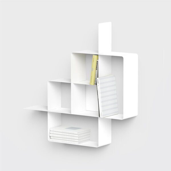 Libreria componibile MONDRIAN in alluminio e acciaio verniciati 118xh118 cm elemento 22 Bianco Sabl� fondo Bianco Sabl� elemento 25 Bianco Sabl�