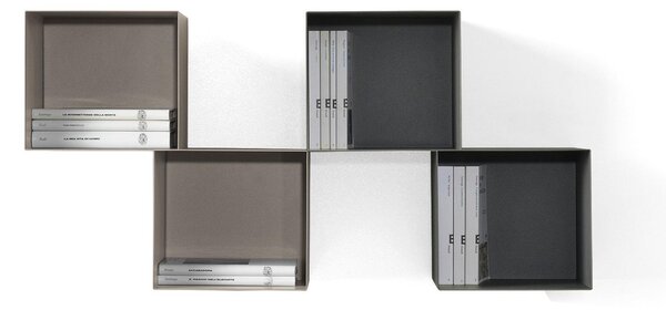 Libreria a 4 cubi accoppiati TWIN 165x25xh93 cm posizionabile a muro Personalizzando Struttura e Fondo in tantissimi colori e composizioni