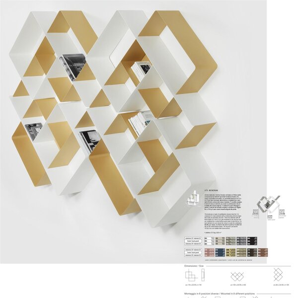 Libreria componibile MONDRIAN 6 in alluminio e acciaio verniciati 118xh118 cm elemento 0/75 Bianco Sabl� fondo Bianco Sabl� elemento 25 Bianco Sabl�