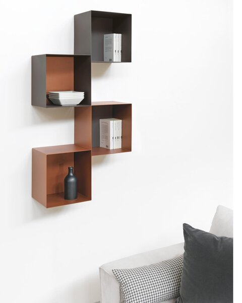 Libreria a 4 cubi accoppiati TWIN 120x25xh120 cm posizionabile a muro Personalizzando Struttura e Fondo in tantissimi colori e composizioni