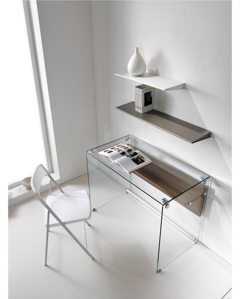 Computer Desk Professional Scrivania Porta Computer 100x55x74h cm ripiano in vetro temperato da 10 mm con frontale