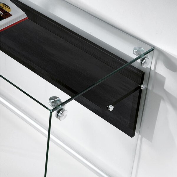 Computer Desk Professional Scrivania Porta Computer 100x55x74h cm ripiano in vetro temperato da 10 mm con frontale Nero Carbone