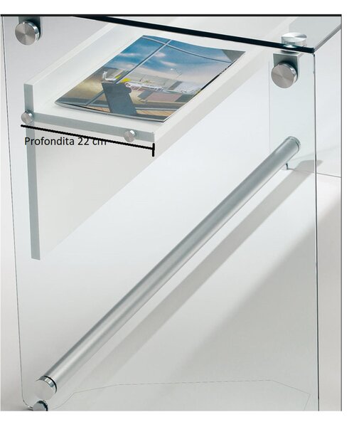 Scrivania Porta Computer SCRIBA 100x55x h74 cm ripiano in vetro temperato e frontale bianco opaco da 10 mm