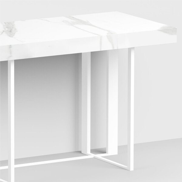 Srivania con Stuttura in acciaio tubolare Dimensioni 100x60xh75 cm SUPRA Bianco Sabl� laminato Marmo Bianco Fiorentino