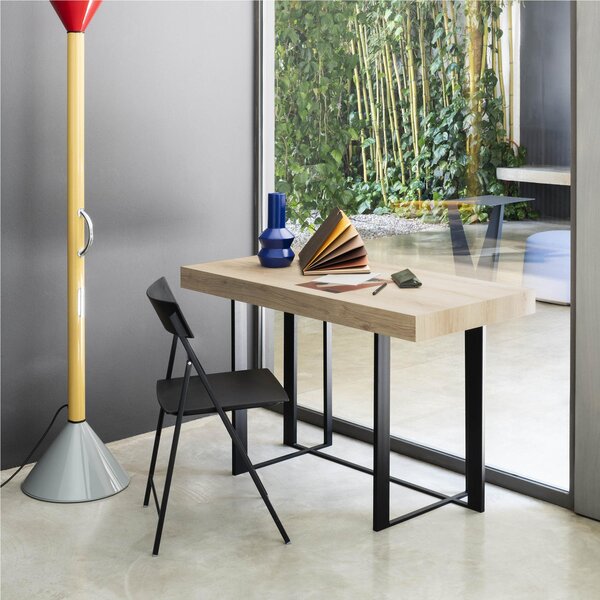 Srivania con Stuttura in acciaio tubolare Nero Dimensioni 100x60xh75 cm SUPRA struttura nero laminato rovere Naturale