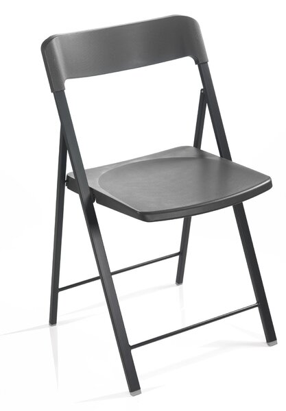 Sedia pieghevole richiudibile ZETA con struttura Alluminio chiusa ingombra solo 5 cm seduta e schienale in plastica Antracite