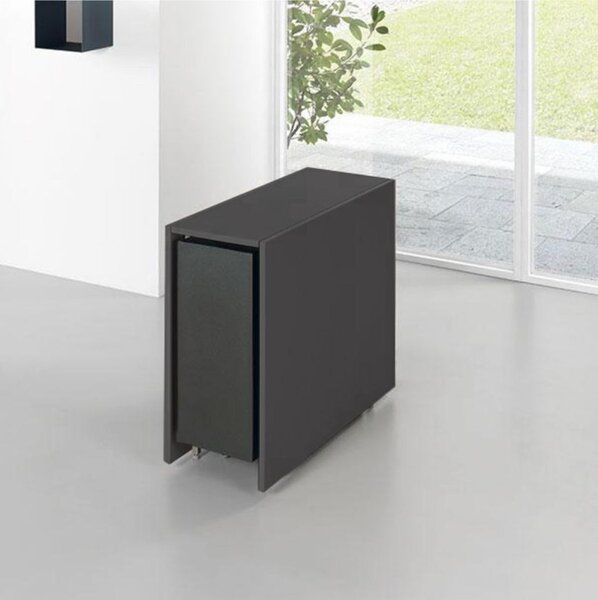 Tavolo chiudibile con portasedie e ruote, Archimede, Dimensioni 172x92x h73 cm richiudibile in 34 centimetri Dotato di Porta di chiusura, ripiano Nero Carbone telaio nero consegnato Montato