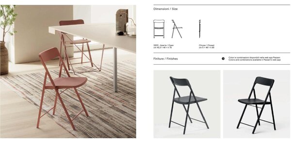 Sedia pieghevole richiudibile ZETA Altezza seduta 45 cm con struttura Alluminio seduta e schienale in plastica colore sabbia