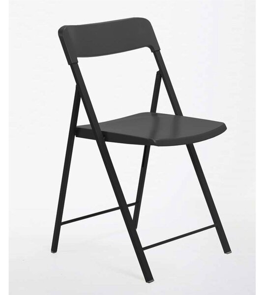 Sedia pieghevole richiudibile ZETA Altezza seduta 45 cm con struttura Alluminio seduta e schienale in plastica colore nero