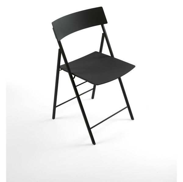 PIPER Sedia pieghevole struttura in metallo schienale e seduta in plastica 46x46xh79 cm Altezza da chiusa 90cm nero
