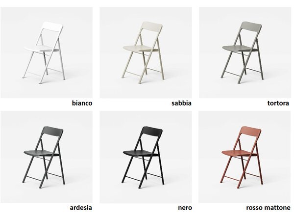 Sedie pieghevoli richiudibile ZETA set da 6 Altezza seduta 45 cm pezzi con struttura Alluminio seduta e schienale in plastica vari colori ideali per tavoli Archimede e Marvell pezzani
