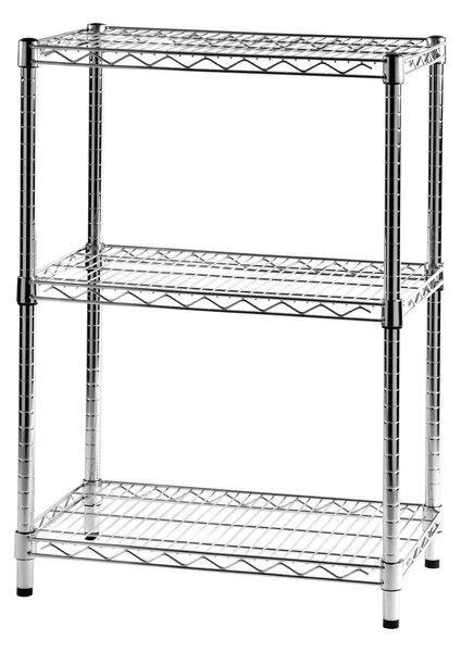 Scaffale cromato con 3 ripiani cromato in kit Dimensioni 35x60xh90 - peso 12 kg cm Cromo lucido