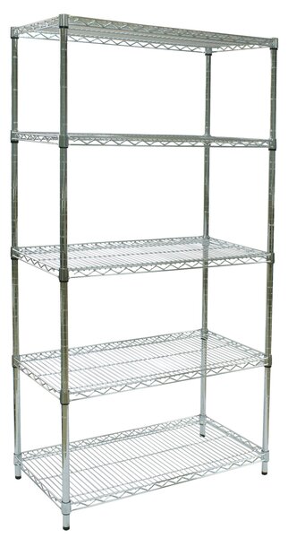 Scaffale cromato con 5 ripiani cromato in kit 45x60xh200 cm -peso 19 kg montante da 2,6 cm Cromo