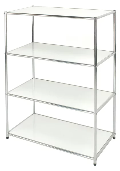Libreria cromata 4 ripiani colore Bianco Easy 40x80xh120 cm montaggio facile piedini regolabili