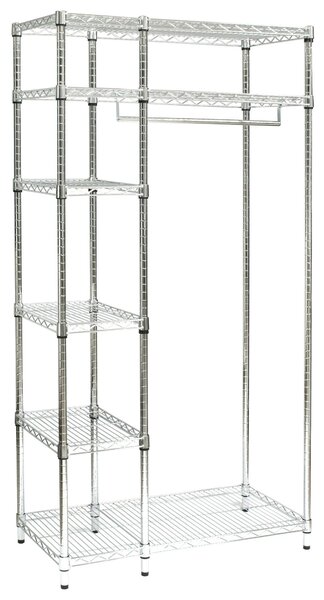 Scaffale Appendiabiti Portaoggetti in Kit 90x45xh180 cm Cromo