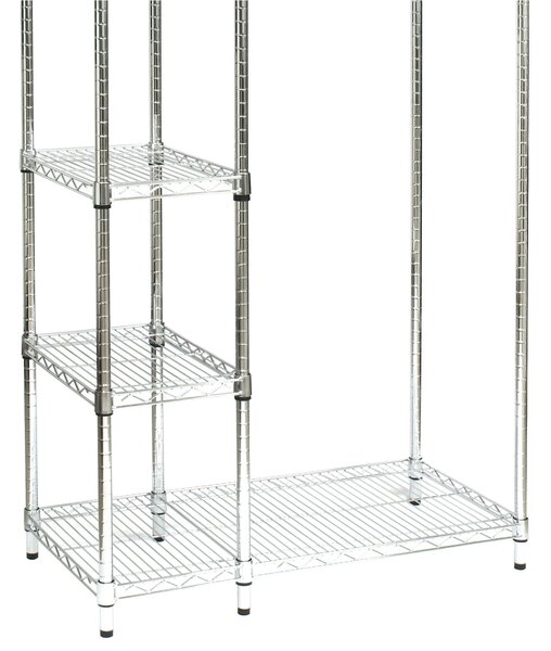 Scaffale Appendiabiti Portaoggetti in Kit 90x45xh180 cm Cromo