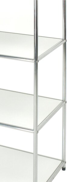 Libreria Scaffale cromato con 4 ripiani bianchi Dimensioni 40x80xh120 cm Cromo con piedini regolabili