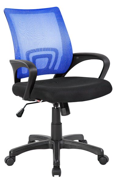 Sedia operativa con braccioli Rivestimento in tessuto nero e rete tecnica traspirante St. Louis 54x59x h 88 max 100 cm per casa ed ufficio Blu/Nero
