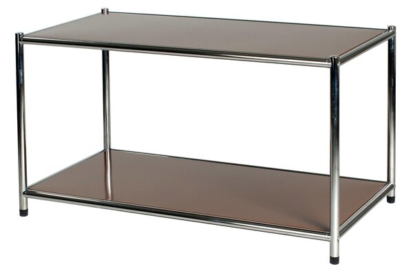 Libreria cromata 2 ripiani colore Marrone Easy 40x80xh40,5cm montaggio facile piedini regolabili