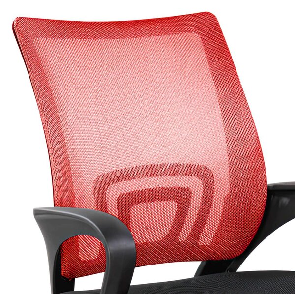 Sedia operativa con braccioli Rivestimento in tessuto nero e rete tecnica traspirante St. Louis 54x59x h 88 max 100 cm nero, per casa ed ufficio Rosso/Nero