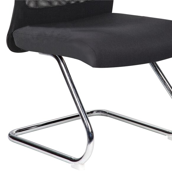 Poltrona da Riunione Rivestimento in tessuto, Houston schienale in rete Dimensioni 47x58x h 105 cm Struttura in acciaio cromato su slitta. Base cromata con gommini di sicurezza