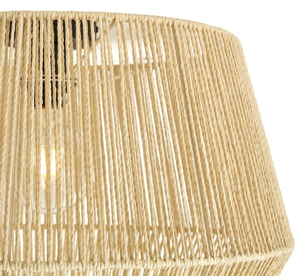 Plafoniera Nera con Paralume in Corda Beige 50/50/30 - Cyl