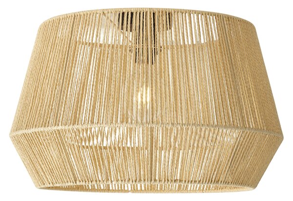 Plafoniera Nera con Paralume in Corda Beige 50/50/30 - Cyl
