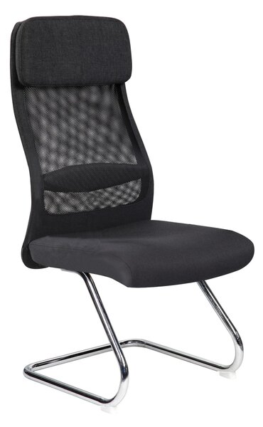 Poltrona da Riunione Rivestimento in tessuto, Houston schienale in rete Dimensioni 47x58x h 105 cm Struttura in acciaio cromato su slitta. Base cromata con gommini di sicurezza