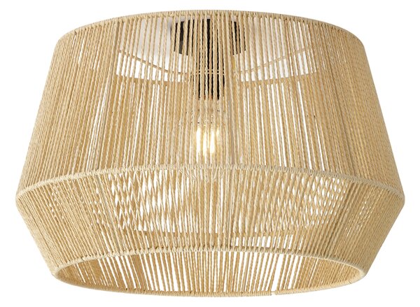 Plafoniera Nera con Paralume in Corda Beige 50/50/30 - Cyl