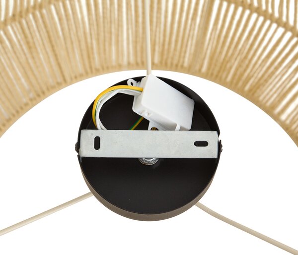 Plafoniera Nera con Paralume in Corda Beige 50/50/30 - Cyl