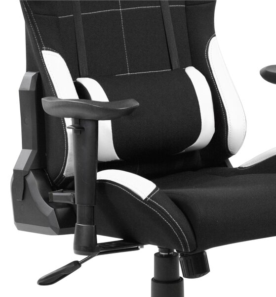 Poltrona Gaming modello INDIANAPOLIS gioco, computer ufficio in similpelle con altezza seduta regolabile Dimensioni: cm 72 x 57,5 x h. 124 max 134 cm Colore bianco nero
