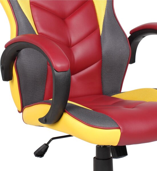 Poltrona Gaming modello LAS VERGAS gioco, computer ufficio in similpelle L61xP66xh104-114cm Colore GRANATA E GIALLA