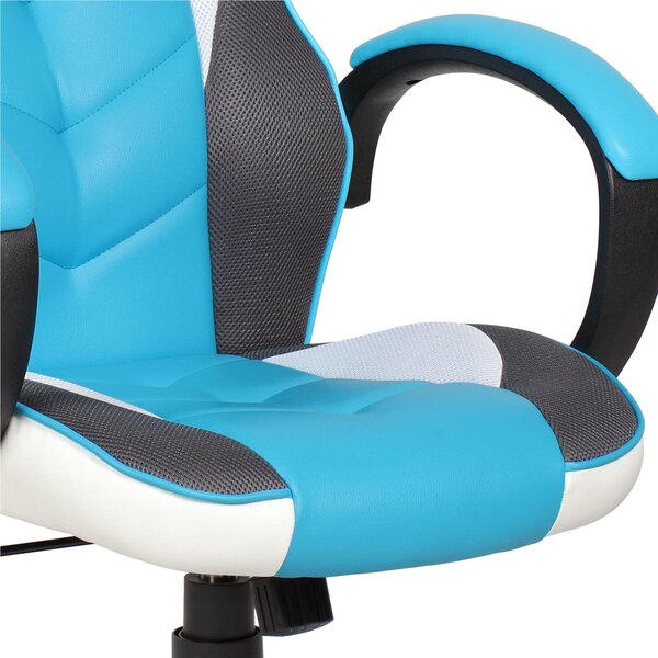Poltrona Gaming modello LAS VERGAS gioco, computer ufficio in similpelle L61xP66xh104-114cm Colore Bianca E Azzurra
