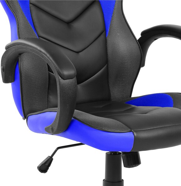 Poltrona Gaming modello Racer Pro gioco, computer ufficio in similpelle con altezza seduta regolabile 46-56 cm nera e blu