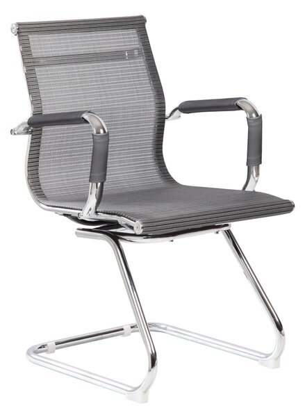 Sedia attesa su slitta con braccioli in acciaio 54x62xh89 cm - peso 11,7 kg schienale in rete traspirante colore grigo