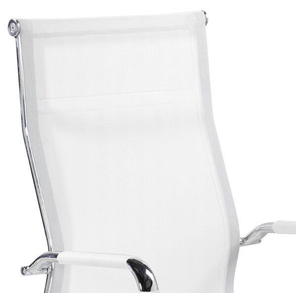 Poltrona presidenziale con braccioli Dallas 54x63xh106-max116 cm -Peso 13,1 kg rivestimento in tecnica traspirante rete bianca