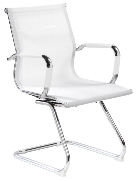 Sedia attesa su slitta con braccioli in acciaio 54x62xh89 cm - peso 11,7 kg schienale in rete traspirante colore bianco
