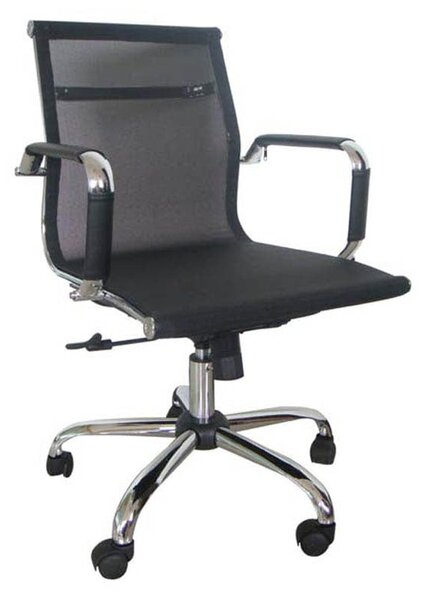 Poltrona direzionale con braccioli Dallas 54x62xh92-max102 cm -Peso 12,2 kg rivestimento in tecnica traspirante rete nera