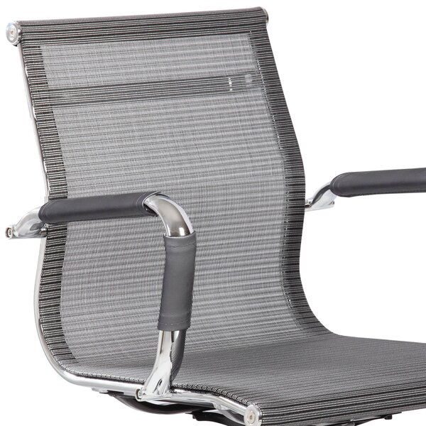 Poltrona direzionale con braccioli Dallas 54x62xh92-max102 cm -Peso 12,2 kg rivestimento in tecnica traspirante rete grigio