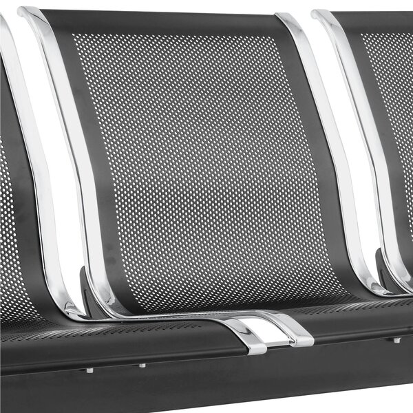 Panca di attesa INDOOR 4 posti in acciaio microforato grigio Dimensioni 236x68 h78 cm Peso kg 38 in acciaio microforato con trattamento antiruggine colore Nero