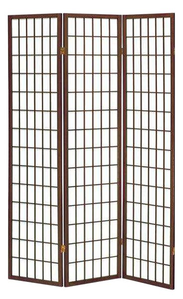 Paravento 3 ante noce 43,5x h178 cm in legno e carta di riso