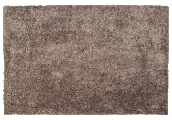 Tappeto Shaggy in Misto Cotone e Poliestere Marrone Chiaro 140 x 200 cm Beliani