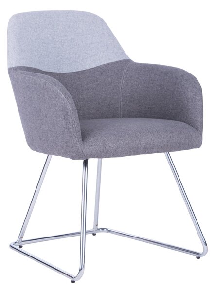 Poltroncina attesa in tessuto su slitta con braccioli in acciaio AUSTIN 56,5x62xh83 cm - peso 8,5 kg imbottita colore azzurro grigio
