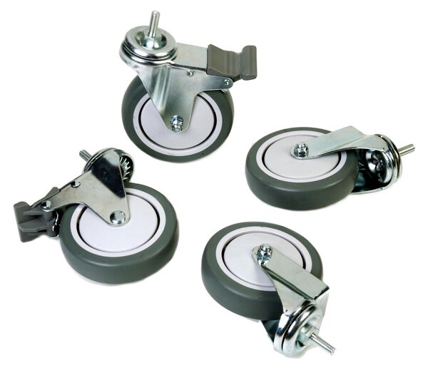 Set 4 Ruote Grandi con Cuscinetto e Gomma �12,5 cm ideali per pavimenti delicati