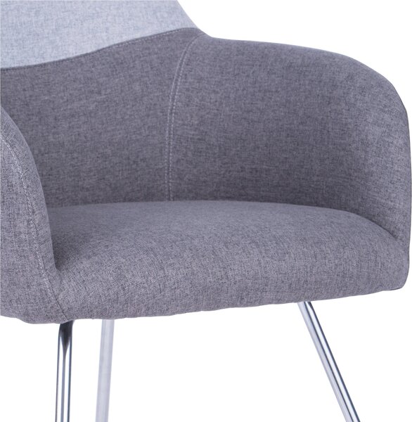 Poltroncina attesa in tessuto su slitta con braccioli in acciaio AUSTIN 56,5x62xh83 cm - peso 8,5 kg imbottita colore azzurro grigio