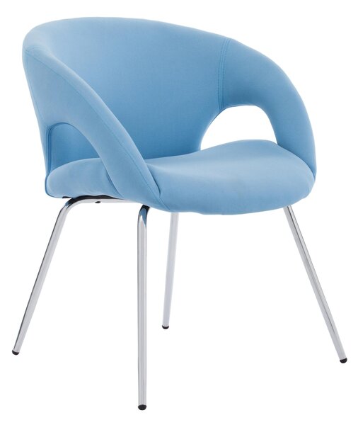 Poltroncina attesa in tessuto su slitta con braccioli in acciaio PENSACOLA 59x57xh72 cm - peso 8 kg imbottita colore azzurro