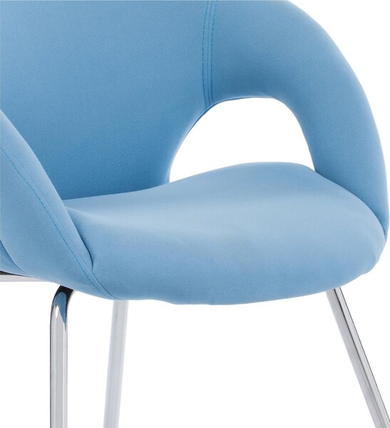Poltroncina attesa in tessuto su slitta con braccioli in acciaio PENSACOLA 59x57xh72 cm - peso 8 kg imbottita colore azzurro